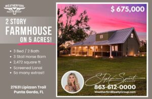 2 story farmhouse Instagram Post Square 1200 × 788 px - Weatherford Realty Group florida home with acreage for sale